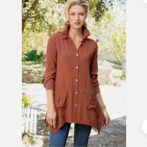 Soft Surroundings Gauze Terracota Longline Top